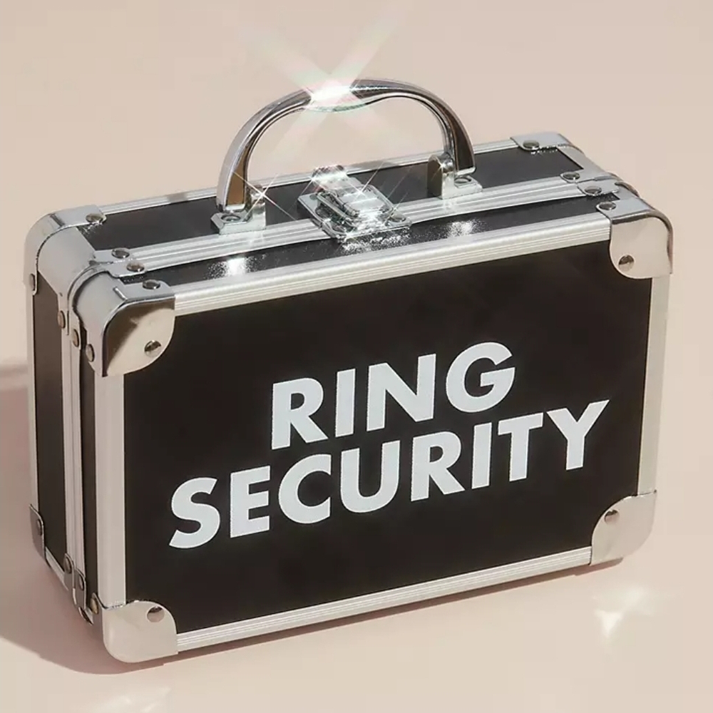David's Bridal Black and Silver Ring Security Case